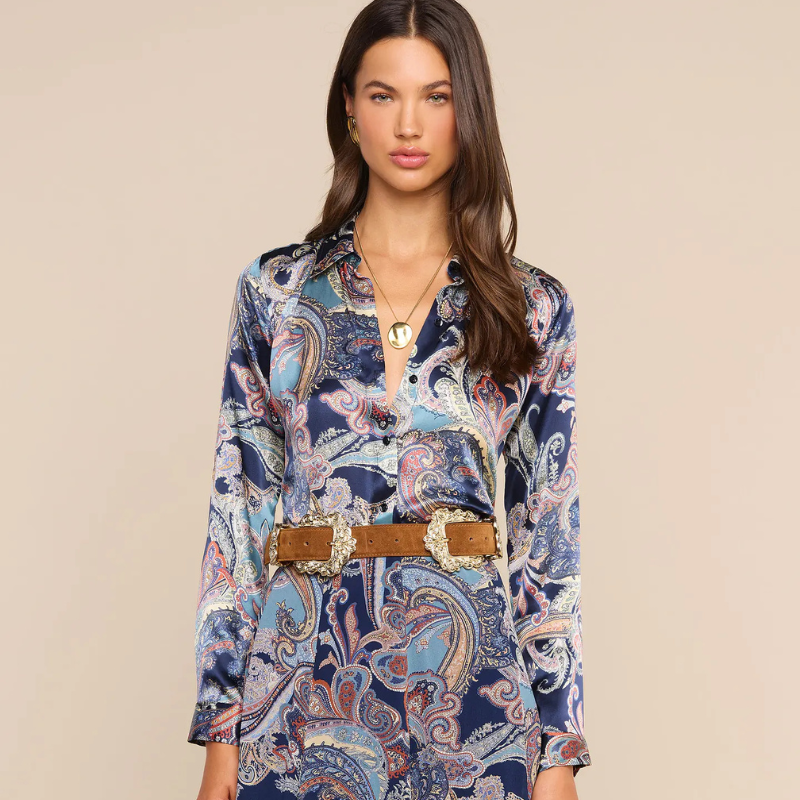 Tyler Silk Blouse in Midnight Multi Besarabian Paisley