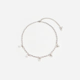 Crystal Bow Pearl Charm Necklace