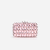 Pink Satin Crystal Clutch Bag