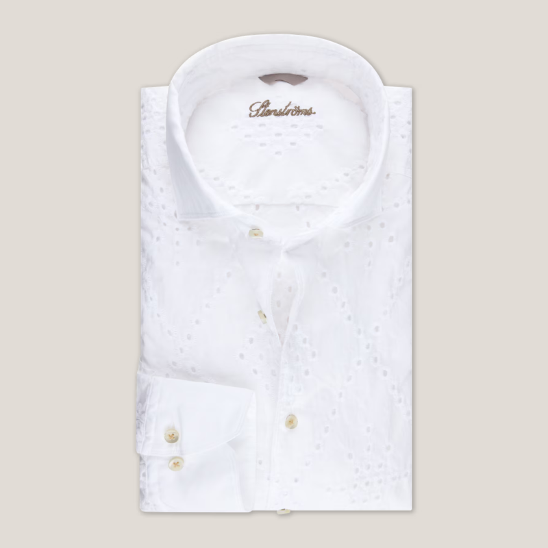 White Broderie Anglaise Shirt in White