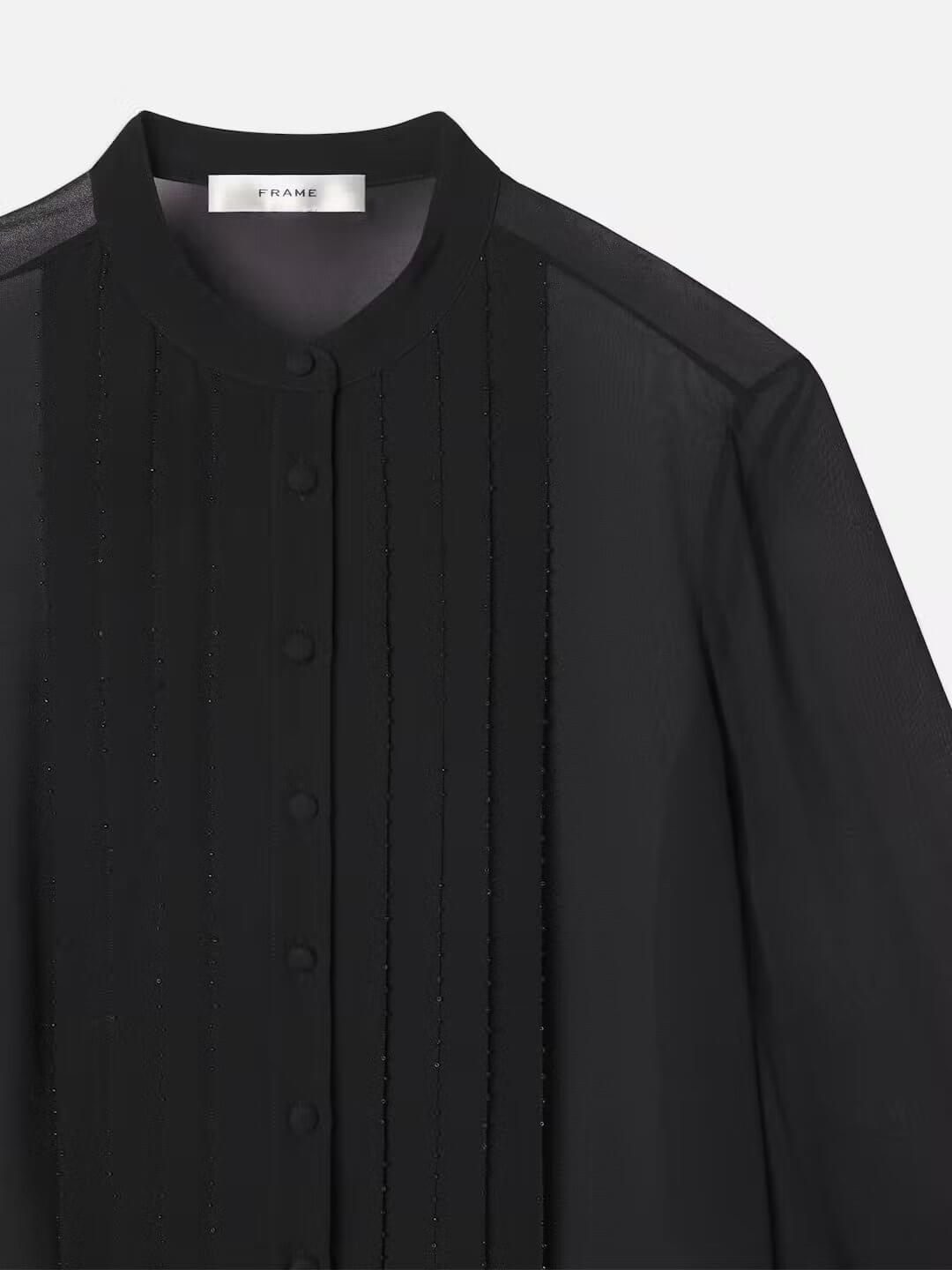 Beaded Collarless Blouse